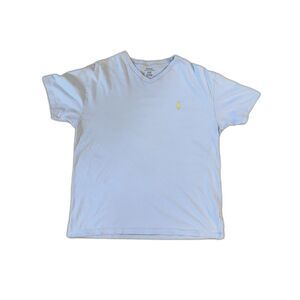 Polo Ralph Lauren -Medium- Men's T-Shirt - Light Blue/Yellow Pony V-Neck